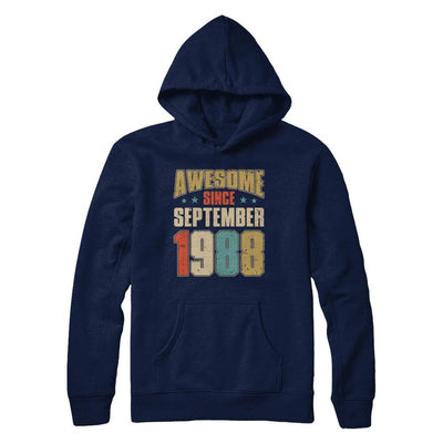 Vintage Retro Awesome Since September 1988 33th Birthday-T-Shirt & Hoodie-Pullover Hoodie-Navy