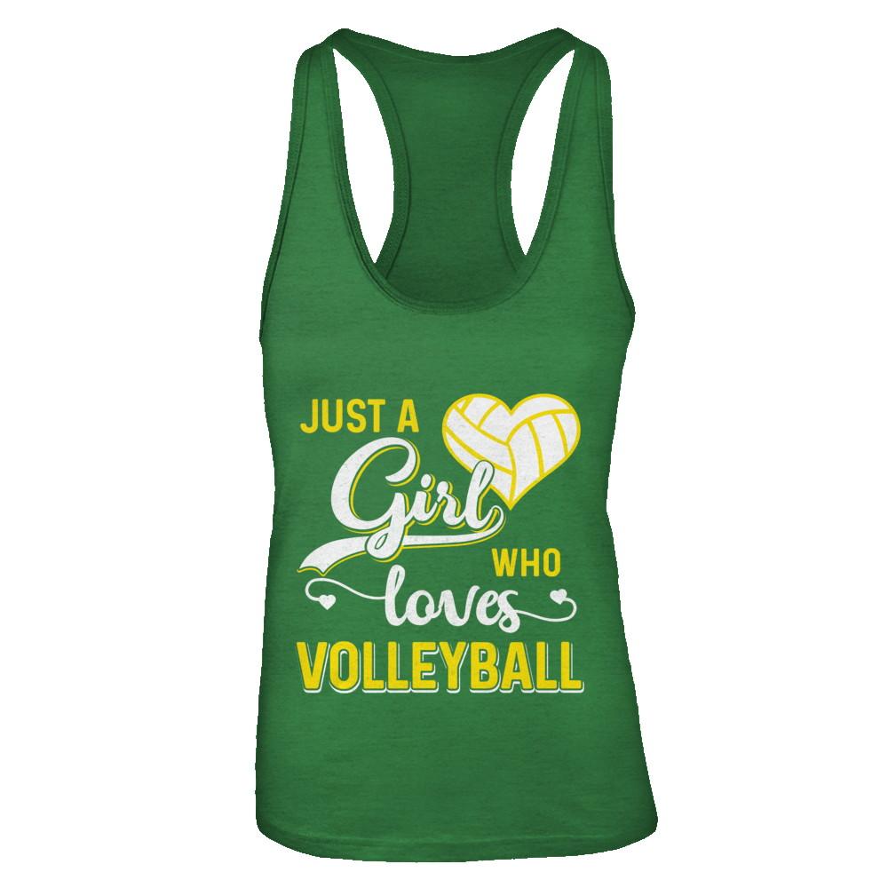 Just A Girl Who Loves Volleyball-T-Shirt & Tank Top-Women's Ideal Racerback Tank-Kelly Green