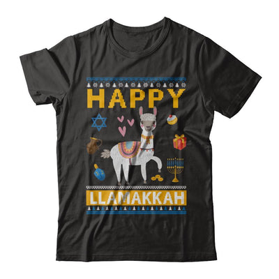 Happy Llama Llamakkah Hanukkah Ugly Sweater-T-Shirt & Sweatshirt-Premium T-Shirt-Black