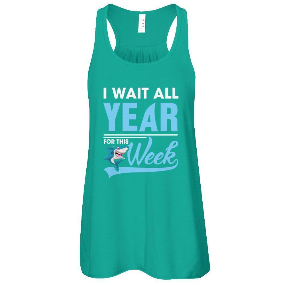 Week For Sharks Wait All Year For This Week Shark-T-Shirt & Tank Top-Women's Flowy Racerback Tank-Kelly