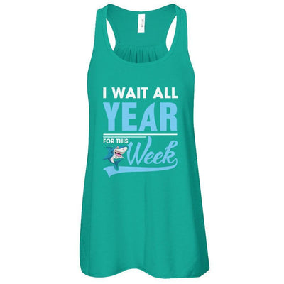Week For Sharks Wait All Year For This Week Shark-T-Shirt & Tank Top-Women's Flowy Racerback Tank-Kelly