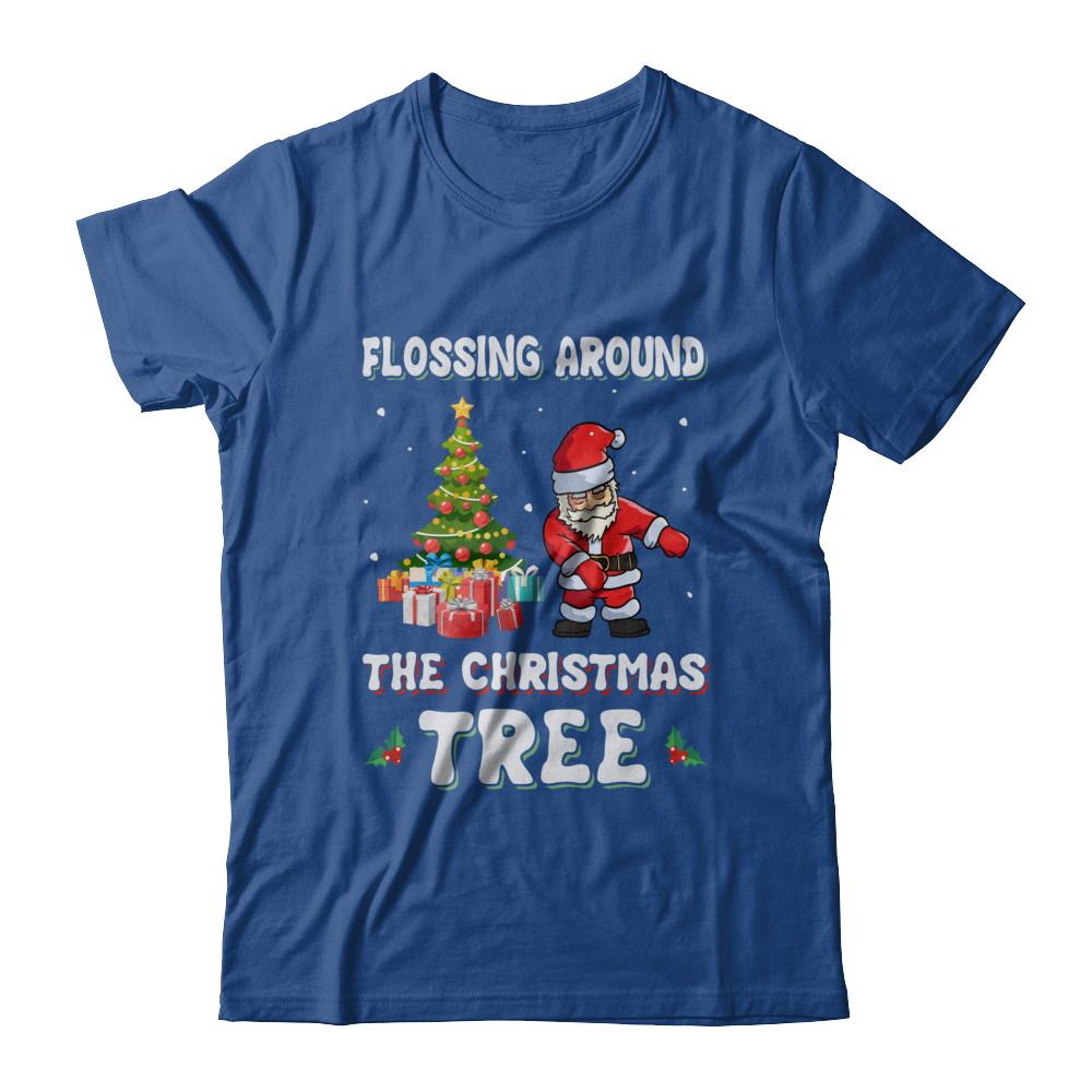 Santa Claus Flossing Around The Christmas Tree-T-Shirt & Hoodie-Classic T-Shirt-Royal