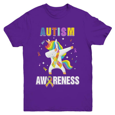 Inspirational Autism Awareness Unicorn Support Youth-Youth Shirt-Youth T-Shirt-Purple