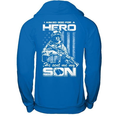 I Asked God For A Hero He Sent Me My Son-T-Shirt & Hoodie-Pullover Hoodie-Royal