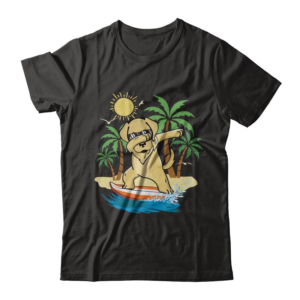 Summer Vacation Dabbing Golden Retriever Surfing Surfboard Gift-T-Shirt & Hoodie-Classic T-Shirt-Black