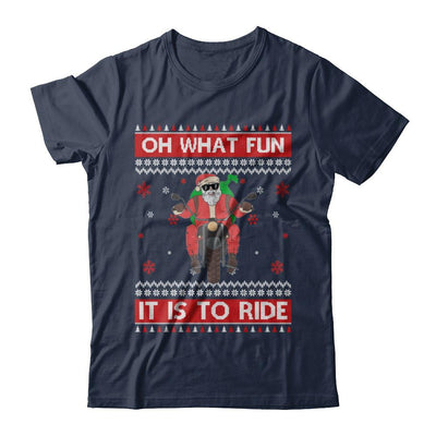 Oh What Fun It Is To Ride Motorcycle Christmas Sweater-T-Shirt & Sweatshirt-Classic T-Shirt-Navy
