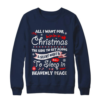 All I Want For Christmas The Kids To Get Along Asilent Night-T-Shirt & Sweatshirt-Crewneck Sweatshirt-Navy