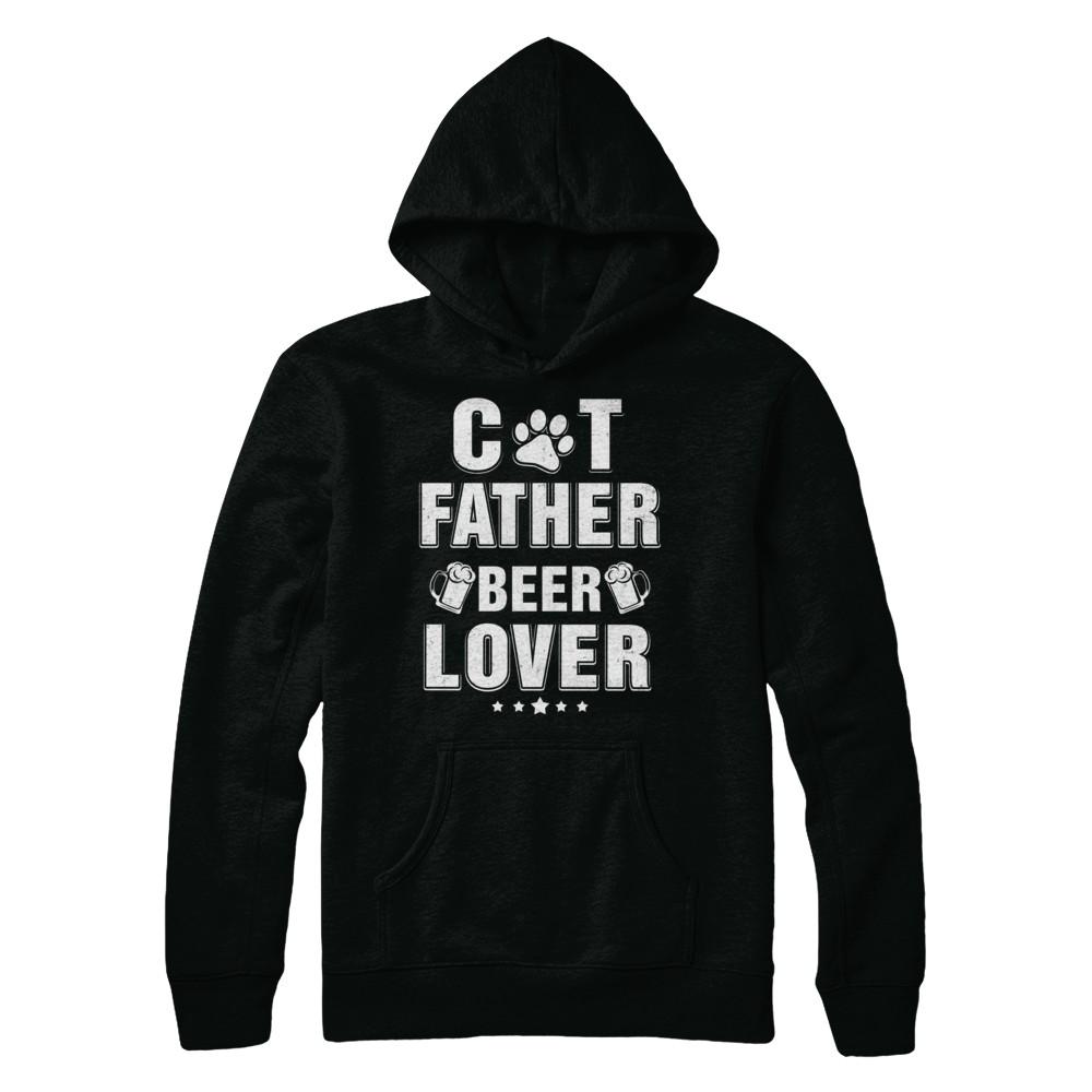 Cat Father Beer Lover Best Cat Dad Fathers Day-T-Shirt & Hoodie-Pullover Hoodie-Black