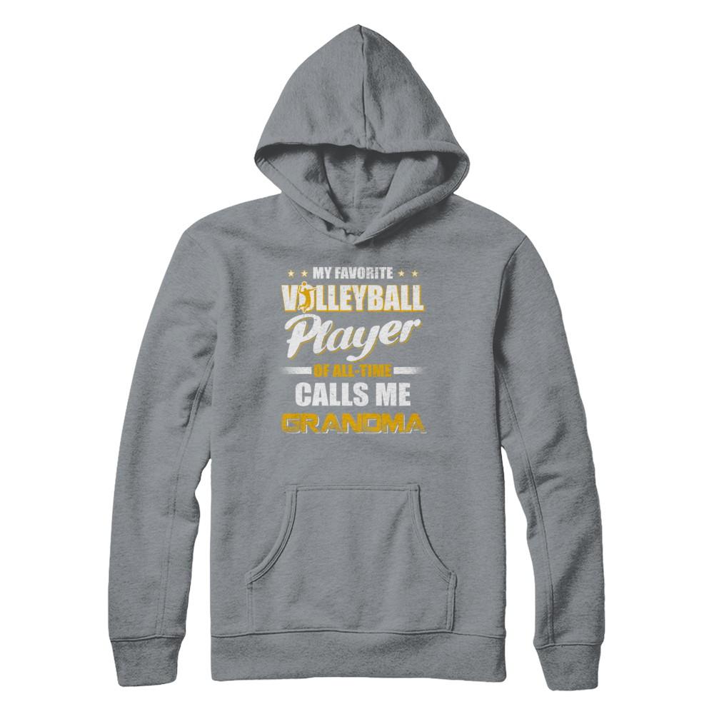 My Favorite Volleyball Player Calls Me Grandma Volleyball-T-Shirt & Hoodie-Pullover Hoodie-Light Steel