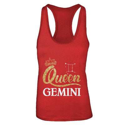Queen Gemini Zodiac May June Birthday Gift-T-Shirt & Tank Top-Women's Ideal Racerback Tank-Red