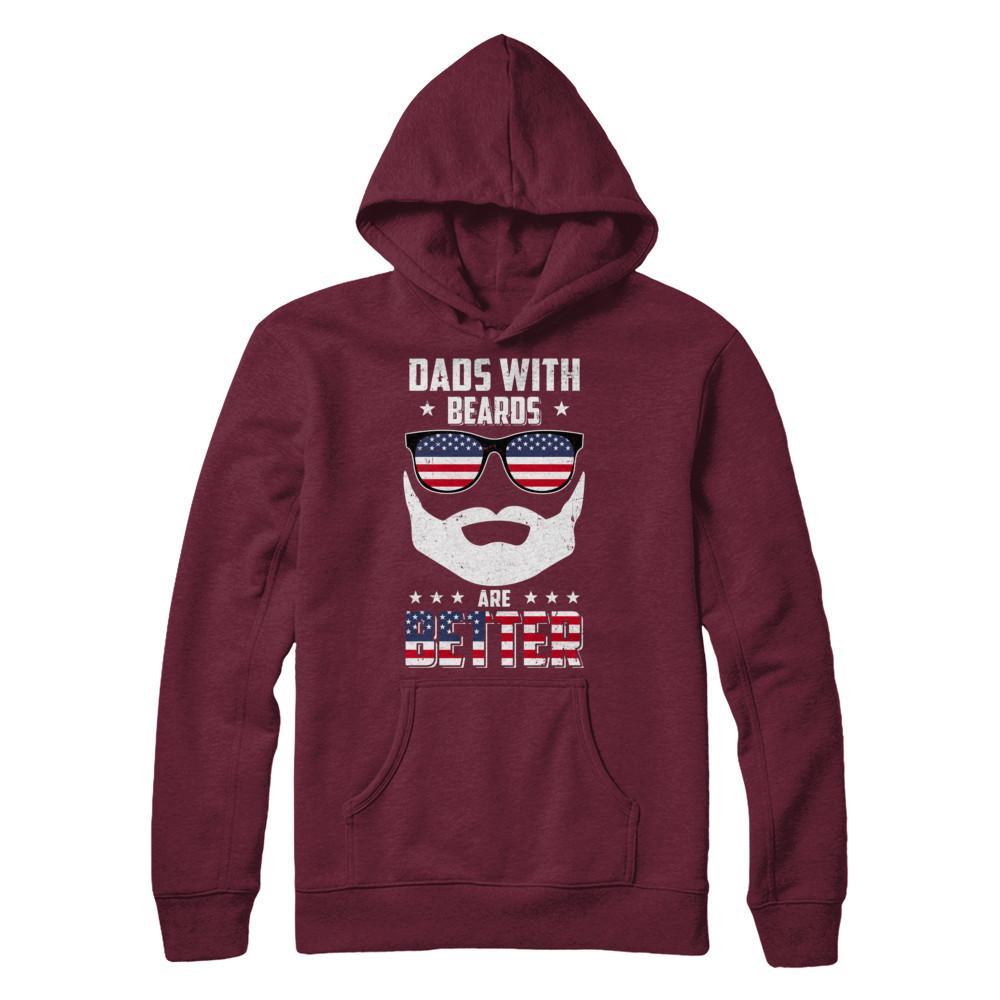 Dads With Beards Are Better American Flag Fathers Day-T-Shirt & Hoodie-Pullover Hoodie-Maroon
