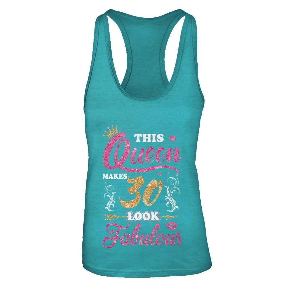 This Queen Makes 30 Look Fabulous 1991 30th Birthday-T-Shirt & Tank Top-Women's Ideal Racerback Tank-Tahiti Blue