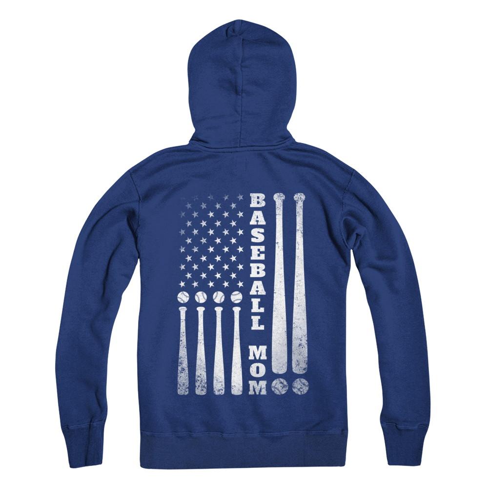 American Flag Vintage Baseball Mom Mother's Day-T-Shirt & Hoodie-Hanes - Heavyweight Pullover Hoodie-Deep Royal