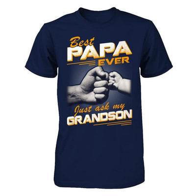 Best Papa Ever Just Ask My Grandson-T-Shirt & Hoodie-Classic T-Shirt-Navy