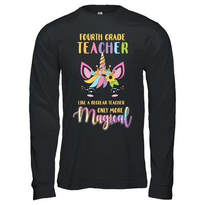 4th Fourth Grade Teacher Cute Magical Unicorn Gift-T-Shirt & Hoodie-Long Sleeve T-Shirt-Black