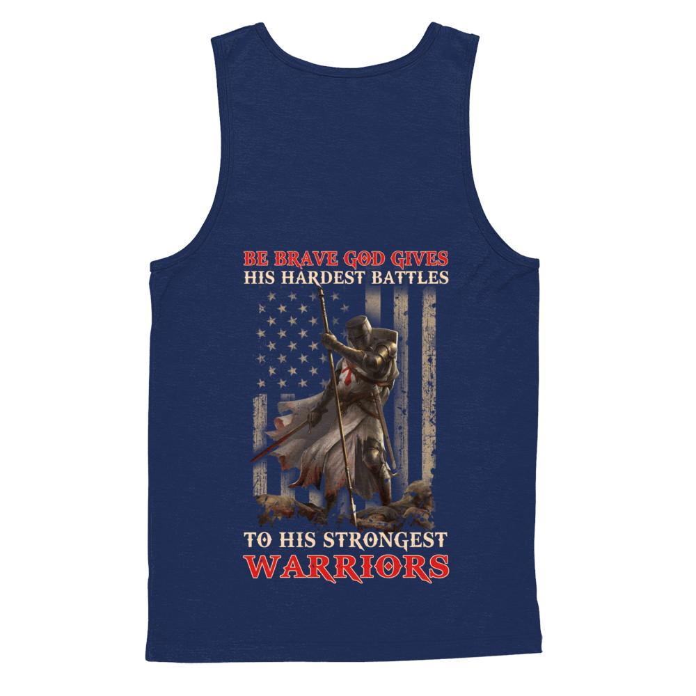 God Gives His Hardest Battles To His Strongest Warrior-T-Shirt & Hoodie-Unisex Tank-Navy
