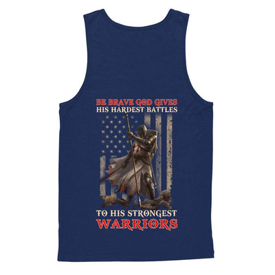 God Gives His Hardest Battles To His Strongest Warrior-T-Shirt & Hoodie-Unisex Tank-Navy