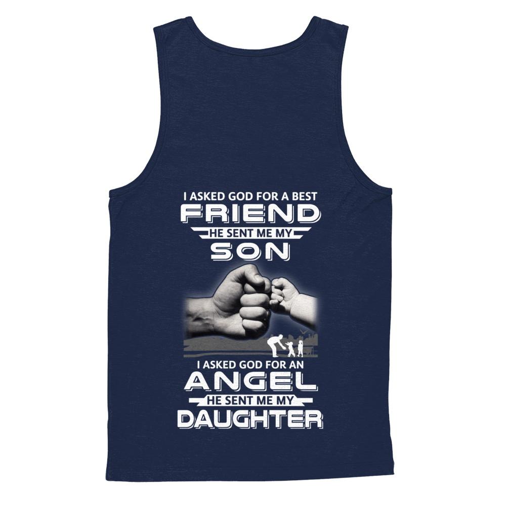 I Asked God For A Best Friend He Sent Me My Son And Angel Daughter-T-Shirt & Hoodie-Unisex Tank-Navy