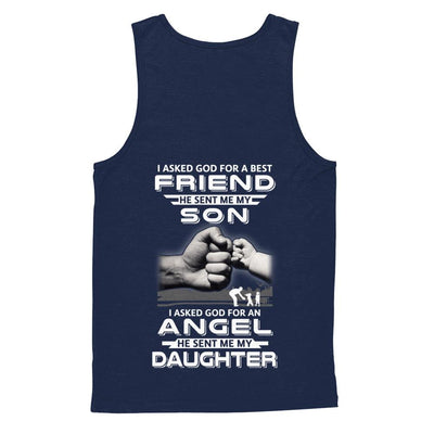 I Asked God For A Best Friend He Sent Me My Son And Angel Daughter-T-Shirt & Hoodie-Unisex Tank-Navy