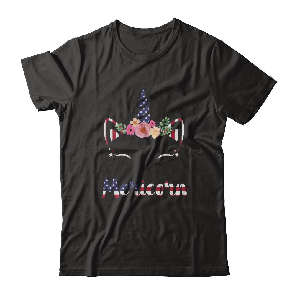 Independence Day Patriotic 4Th Of July Cat Unicorn Mericorn-T-Shirt & Hoodie-Classic T-Shirt-Black