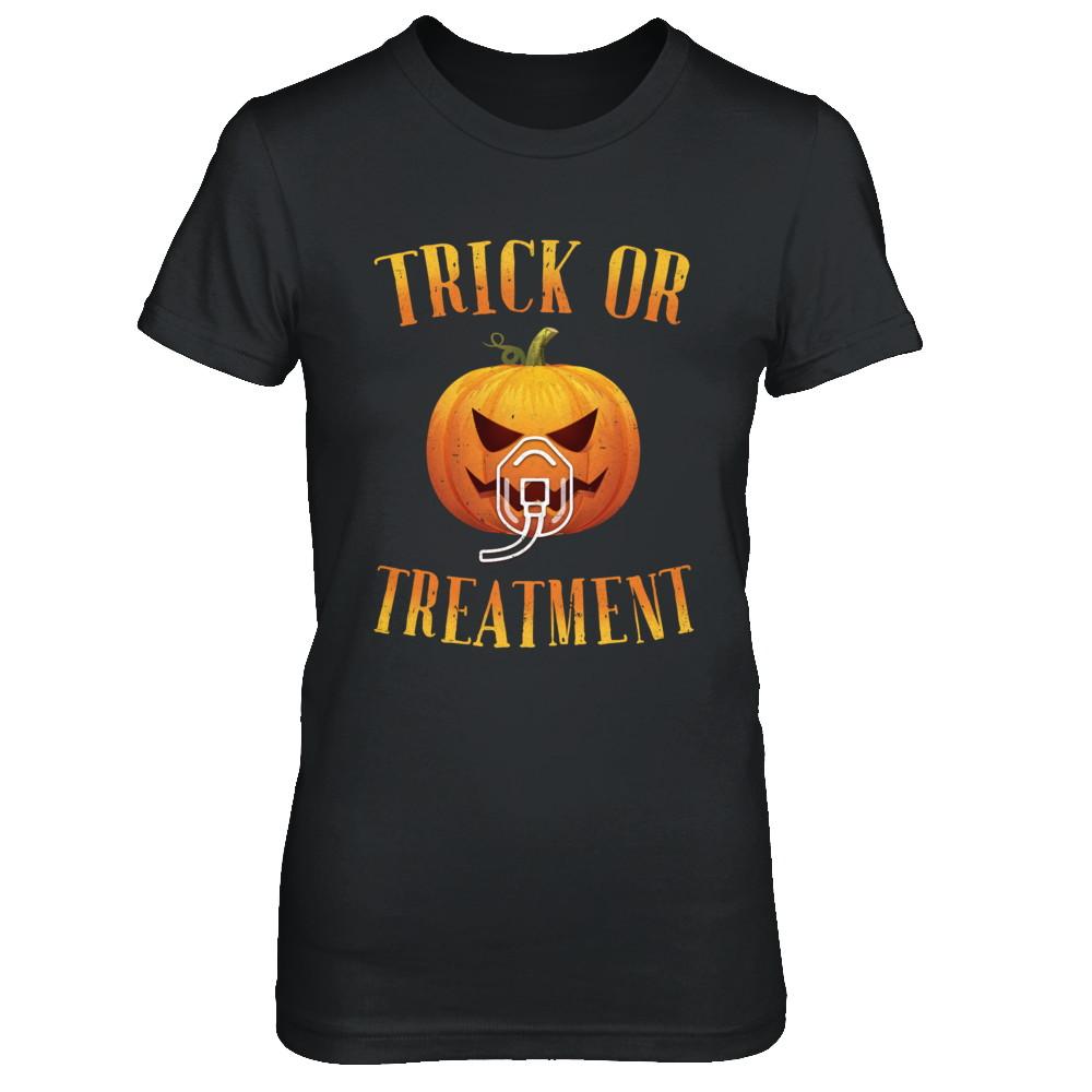 Trick Or Treatment Respiratory Therapist Nurse Halloween-T-Shirt & Hoodie-Women's T-Shirt-Black