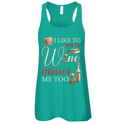 I Like To Think The Wine Misses Me Too Funny Pregnant-T-Shirt & Tank Top-Women's Flowy Racerback Tank-Kelly