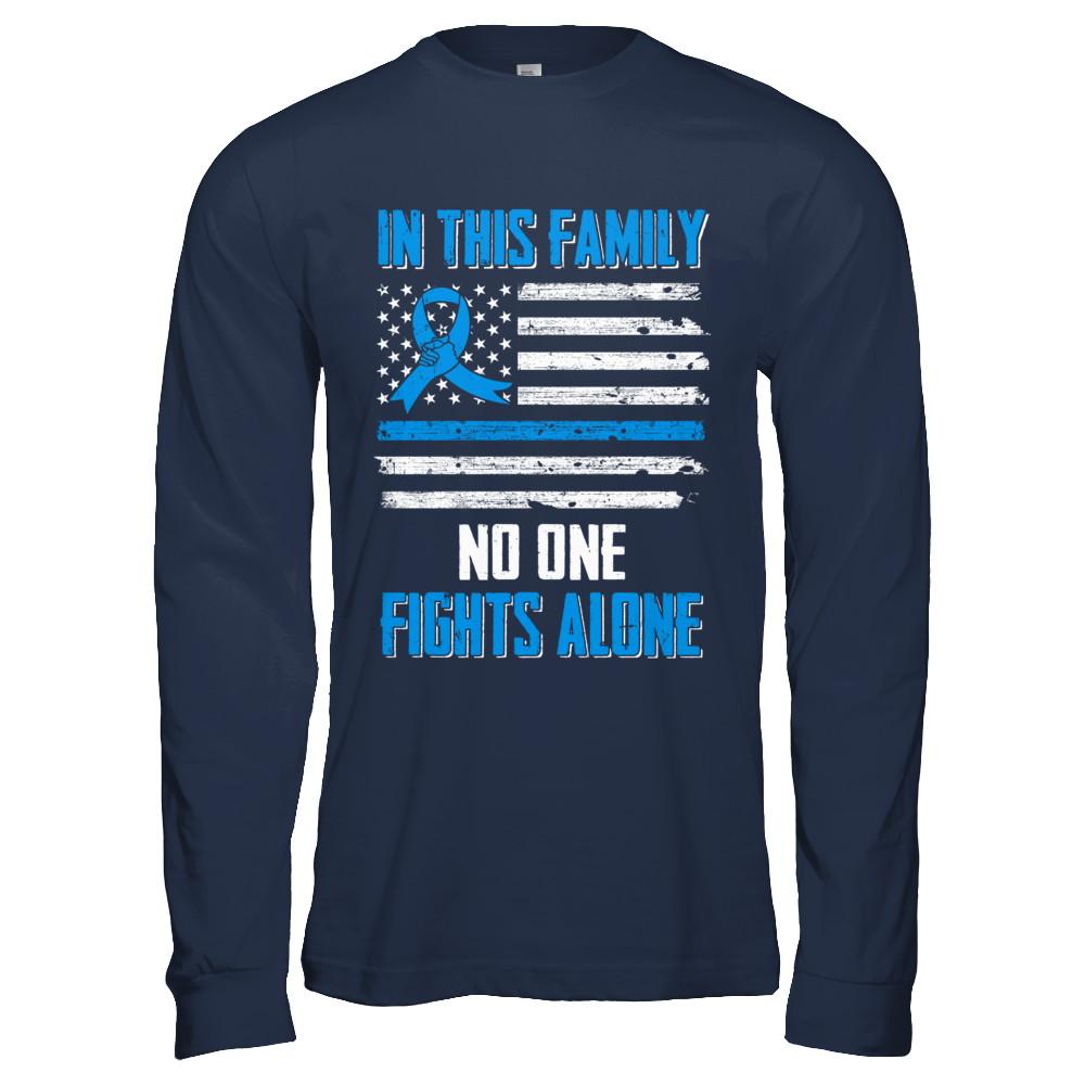 In This Family No One Fights Alone Prostate Cancer-T-Shirt & Hoodie-Long Sleeve T-Shirt-Navy