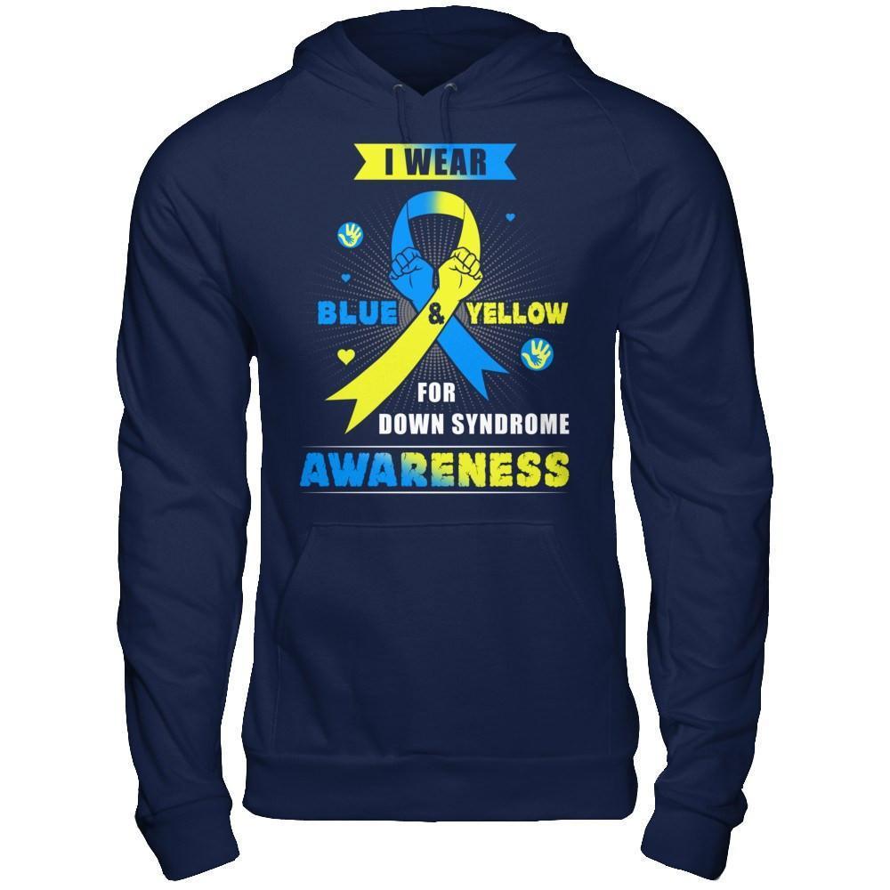 I Wear Blue And Yellow For Down Syndrome Awareness-T-Shirt & Hoodie-Pullover Hoodie-Navy