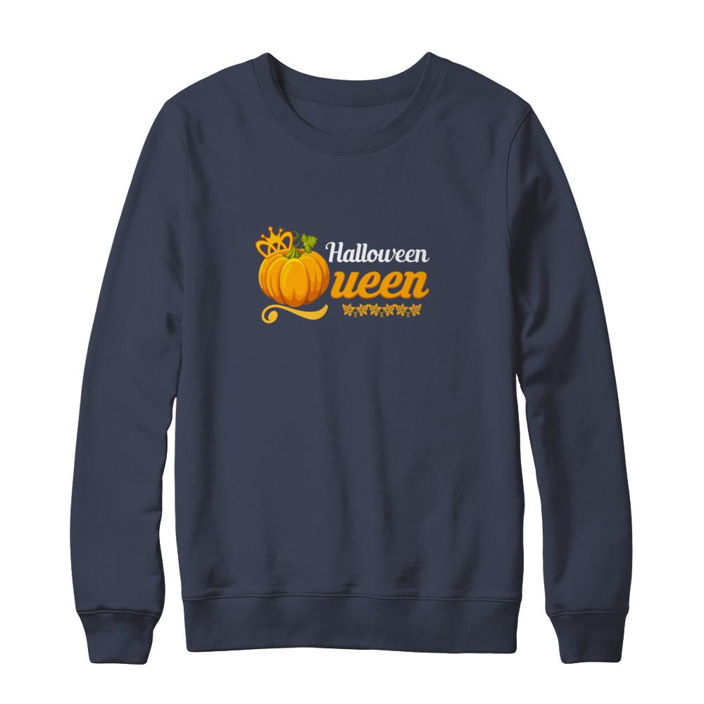 Halloween Queen Cute Pumpkin Spice Halloween-T-Shirt & Tank Top-Crewneck Sweatshirt-Navy