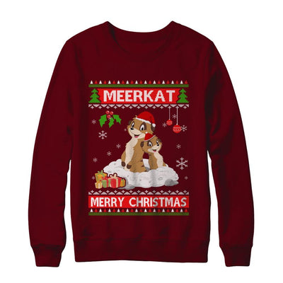 Meerkat Xmas Pajama Ugly Christmas Sweater-T-Shirt & Sweatshirt-Crewneck Sweatshirt-Maroon