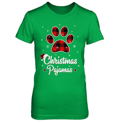 Buffalo Plaid Christmas Pajamas Dog Cat Hat Santa-T-Shirt & Sweatshirt-Women's T-Shirt-Irish Green