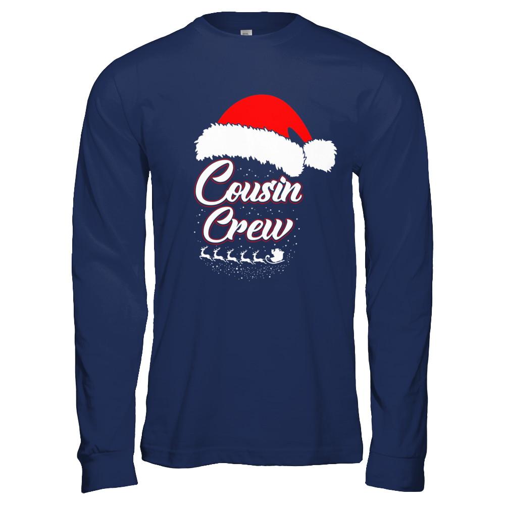 Cousin Crew Matching Family Funny Christmas-T-Shirt & Hoodie-Long Sleeve T-Shirt-Navy