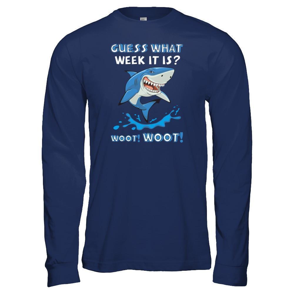 Guess What Week It Is Shark-T-Shirt & Tank Top-Long Sleeve T-Shirt-Navy