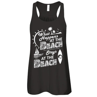 What Happens At The Beach Stays At The Beach-T-Shirt & Tank Top-Women's Flowy Racerback Tank-Black