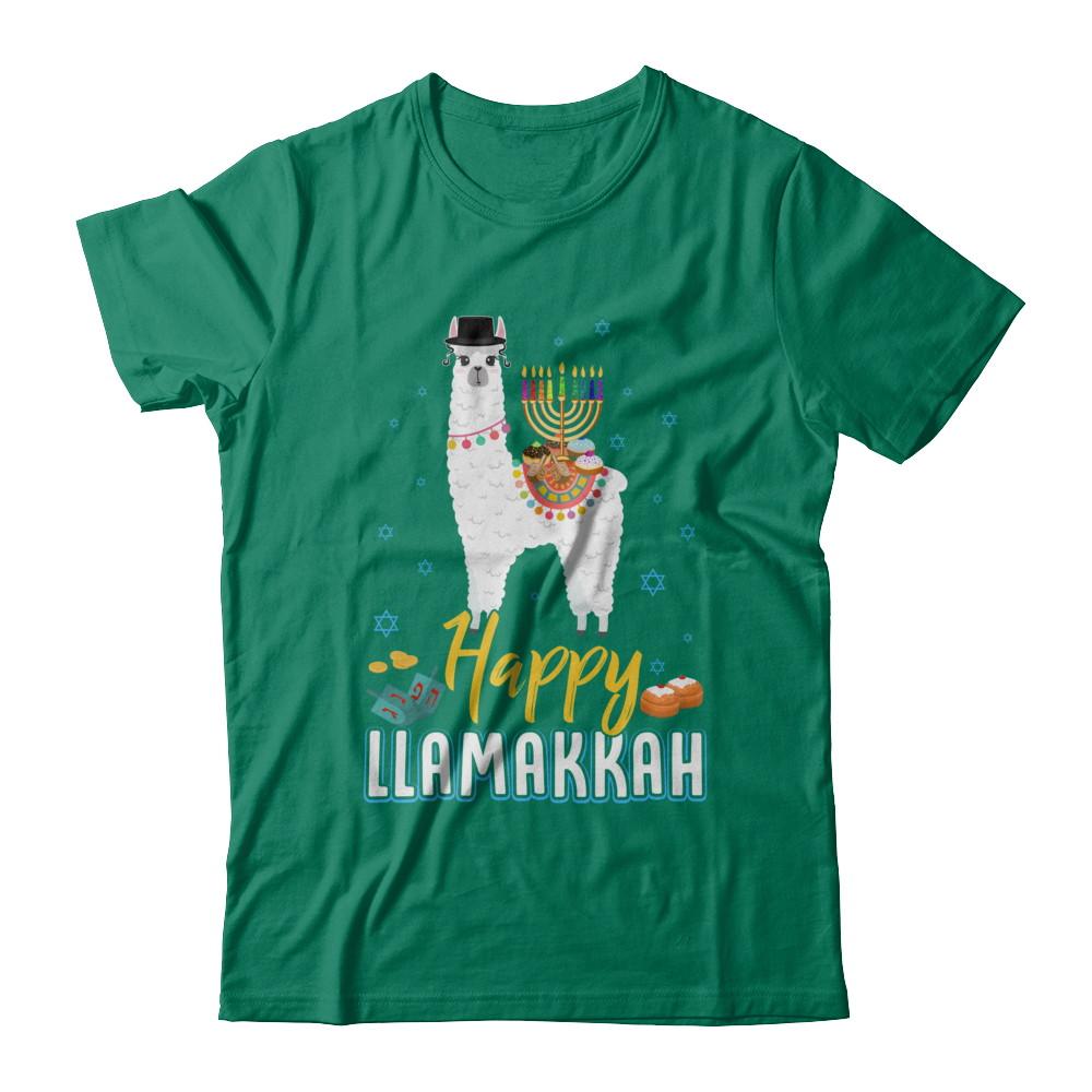 Funny Happy Llamakkah Hanukkah Llama-T-Shirt & Sweatshirt-Classic T-Shirt-Kelly Green