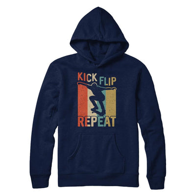 Kick Flip Skateboarding Repeat Vintage Skate-T-Shirt & Hoodie-Pullover Hoodie-Navy