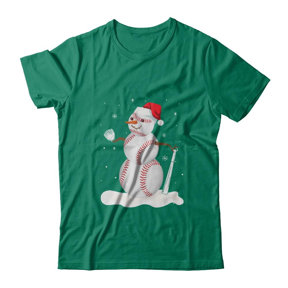Christmas Baseball Snowman Christmas-T-Shirt & Sweatshirt-Classic T-Shirt-Kelly Green