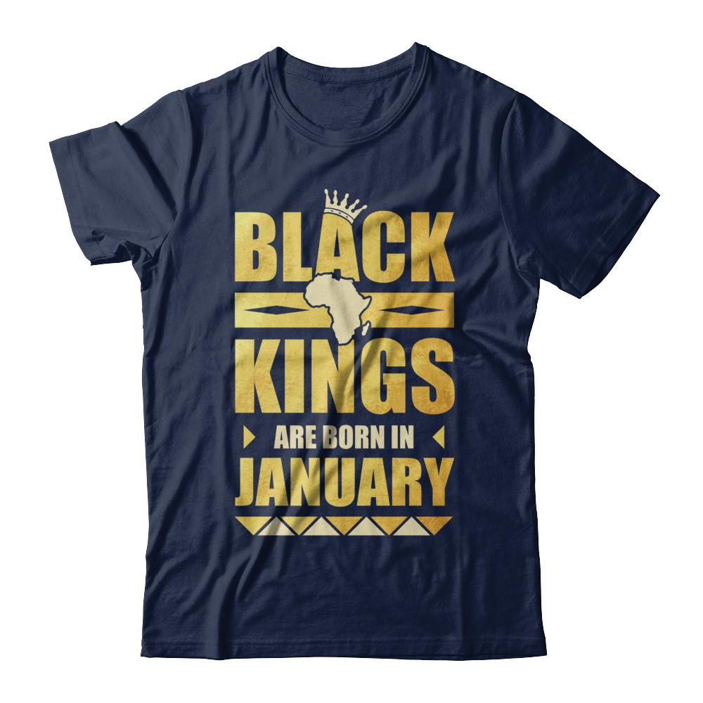 Black Kings Are Born In January Birthday-T-Shirt & Hoodie-Classic T-Shirt-Navy
