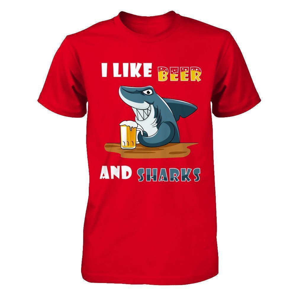 I Like Beer And Sharks-T-Shirt & Hoodie-Premium T-Shirt-Red