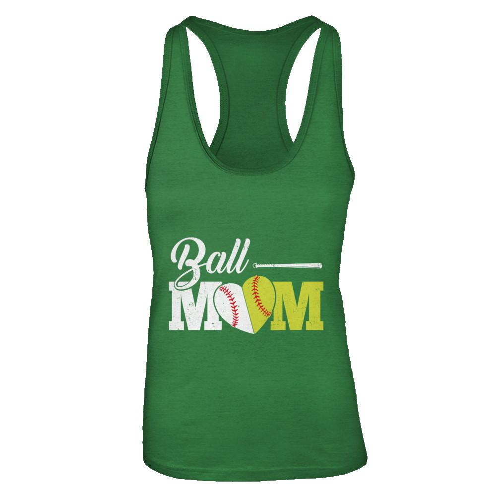 Funny Softball Mom Baseball Mom Mothers Day-T-Shirt & Tank Top-Women's Ideal Racerback Tank-Kelly Green