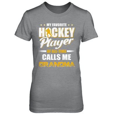 My Favorite Hockey Player Calls Me Grandma Hockey-T-Shirt & Hoodie-Women's T-Shirt-Sport Grey