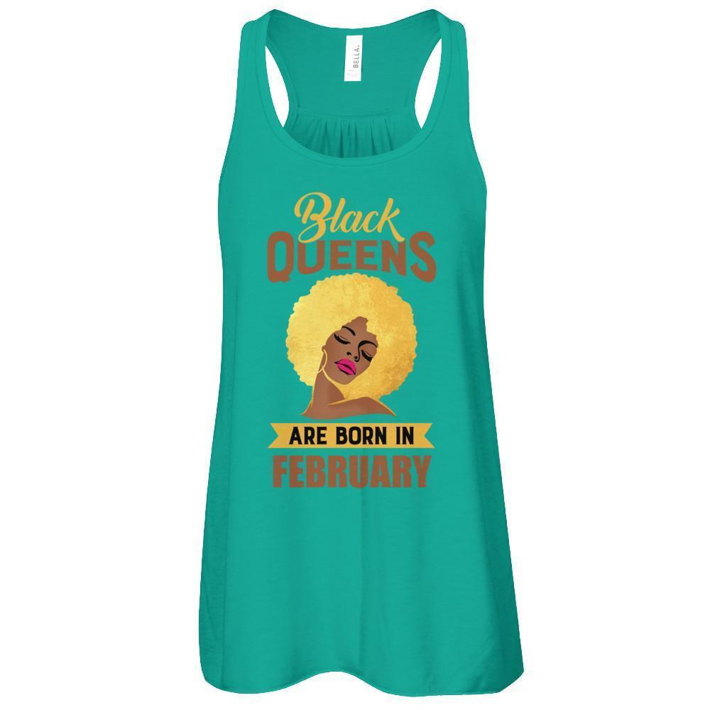 Black Queens Are Born In February Birthday Gift-T-Shirt & Tank Top-Women's Flowy Racerback Tank-Kelly