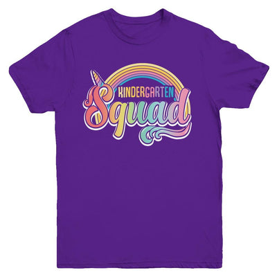 Kindergarten Squad Cute Rainbow Unicorn Back To School Youth-Youth Shirt-Youth T-Shirt-Purple