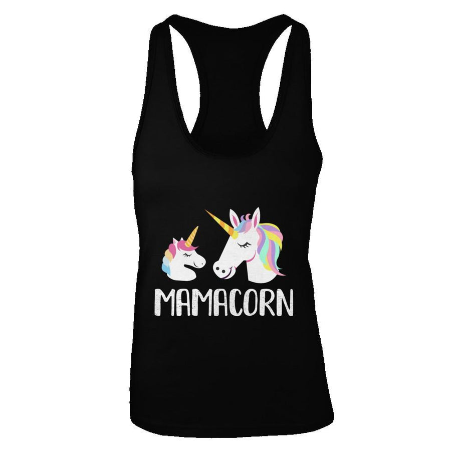 Mamacorn Unicorn Mom And Baby Mothers Day-T-Shirt & Tank Top-Women's Ideal Racerback Tank-Black