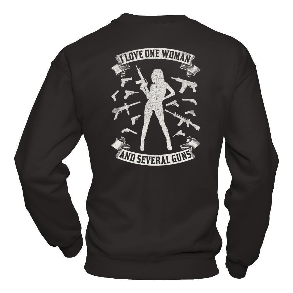 I Love One Woman And Several Guns-T-Shirt & Hoodie-Crewneck Sweatshirt-Black