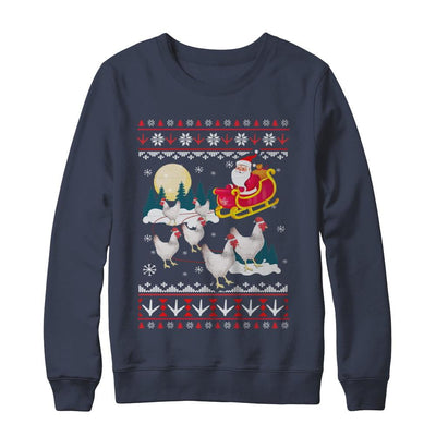 Funny Chicken Ugly Christmas Sweater Gifts-T-Shirt & Sweatshirt-Crewneck Sweatshirt-Navy