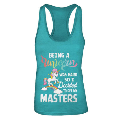 Funny Unicorn Masters Degree Graduation Graduate Gift-T-Shirt & Tank Top-Women's Ideal Racerback Tank-Tahiti Blue