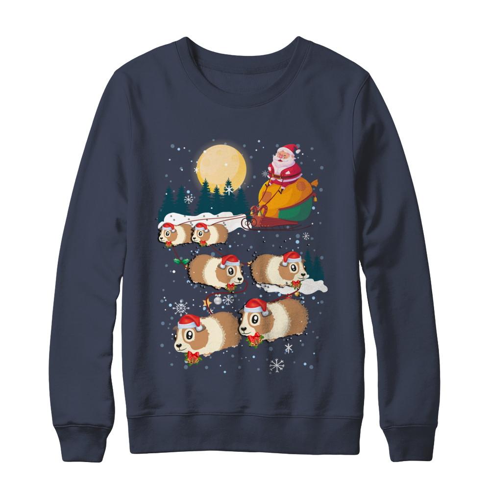 Funny Christmas Guinea Pig Reindeer Lover Santa Gift-T-Shirt & Sweatshirt-Crewneck Sweatshirt-Navy