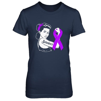We Can Cure It Purple Alzheimer's Awareness Survivor-T-Shirt & Hoodie-Women's T-Shirt-Navy
