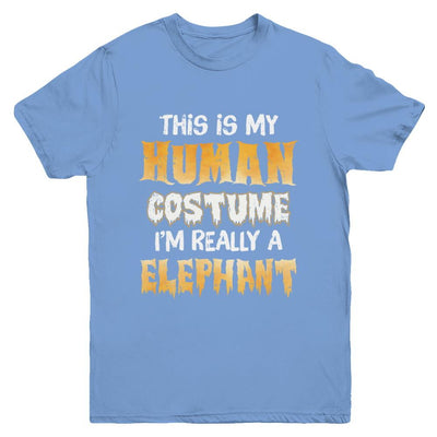 This Is My Human Costume Elephant Halloween Youth-Youth Shirt-Youth T-Shirt-Carolina Blue